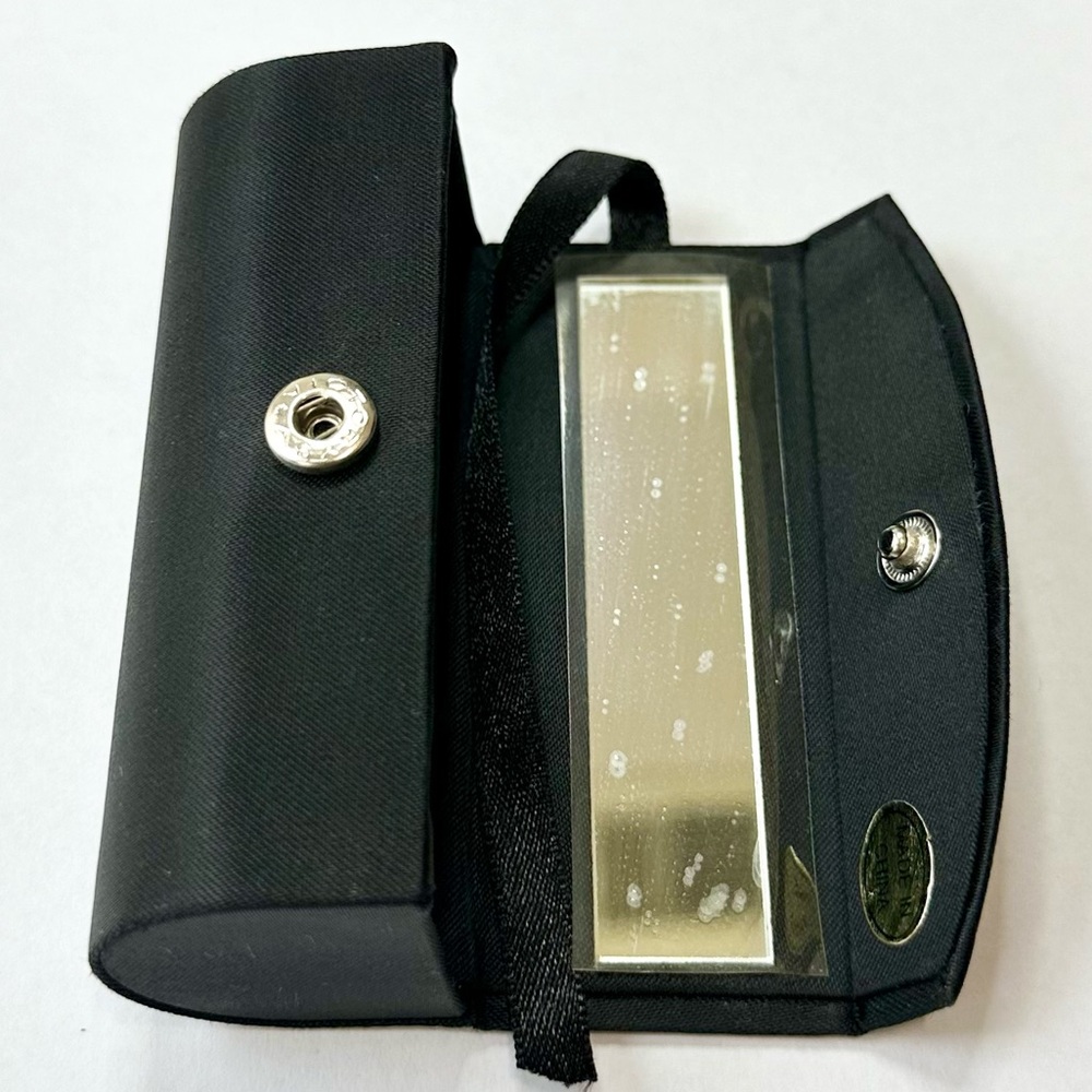 Vintage Black Satin Snap-Close Lipstick Case with Mirror - Brand New, Never Used